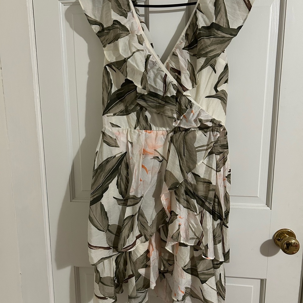 Printed V-Neck Ruffle Mini Dress- Floral dress